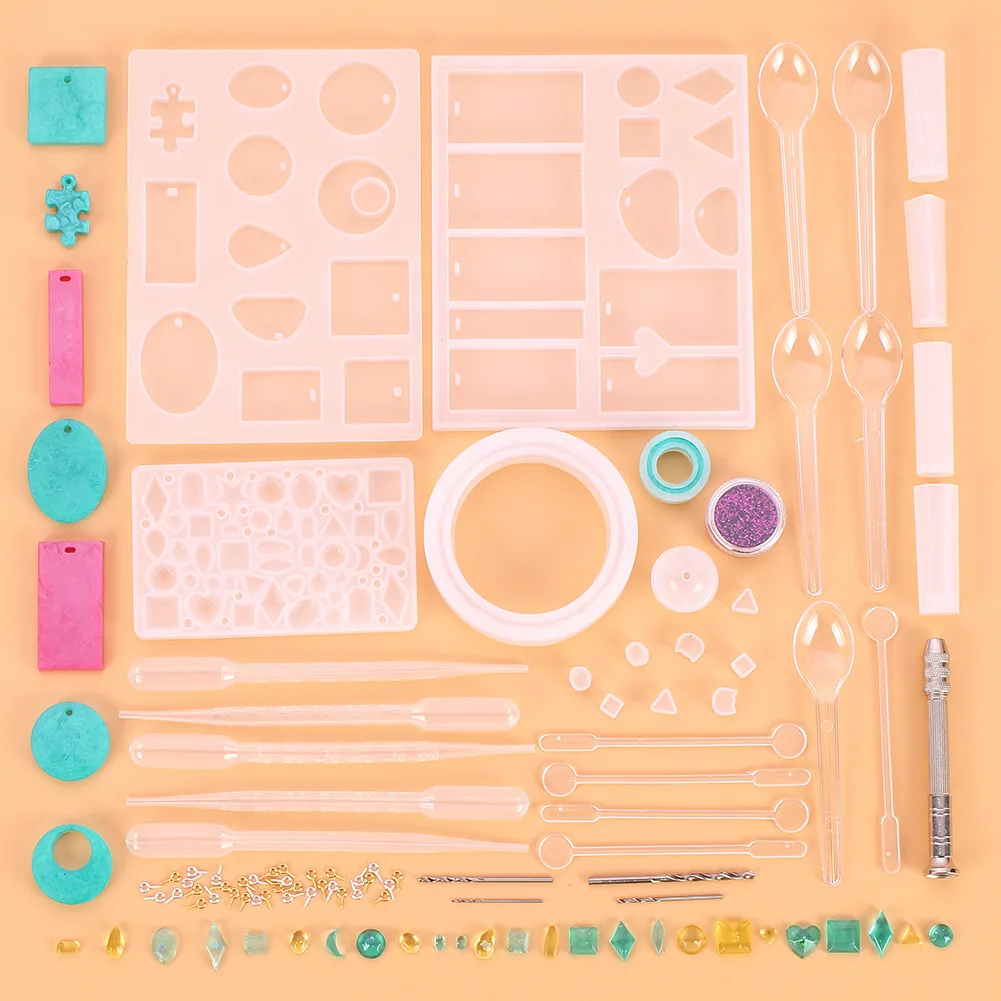 

73cps Crystal Drop Gel Pendant Set Epoxy Resin Tool Set Jewelry Accessories With Dropper Yangjiaoding Handmade Trendy Gift Hot