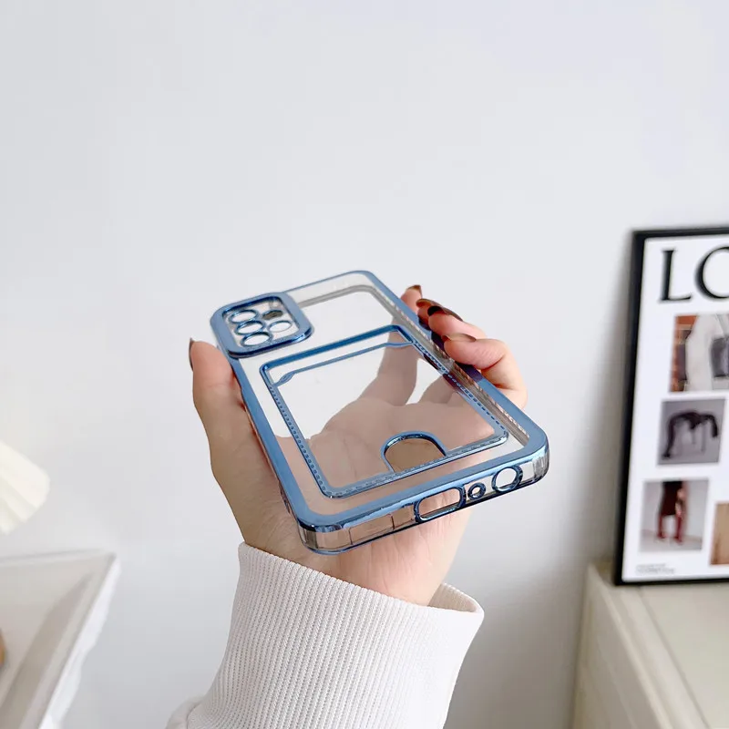 

Luxury Plating Square Phone Case For Samsung Galaxy S23 S22 S20 S21 Ultra Note 20 Note 10 plus 5G Cover Soft Wallet Card Holder