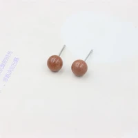 zfsilver 100%925 sterling silver goldstone gold sand ball beads stud earrings for women jewelry accessoies gift gem stone party