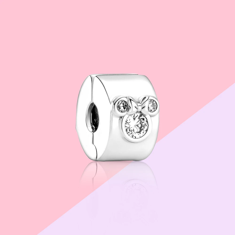 Pandora-Bracelet Minnie réinitialisation en argent regardé pour femme, bijoux mignons, bricolage, cadeaux de fête d'anniversaire, nouveau