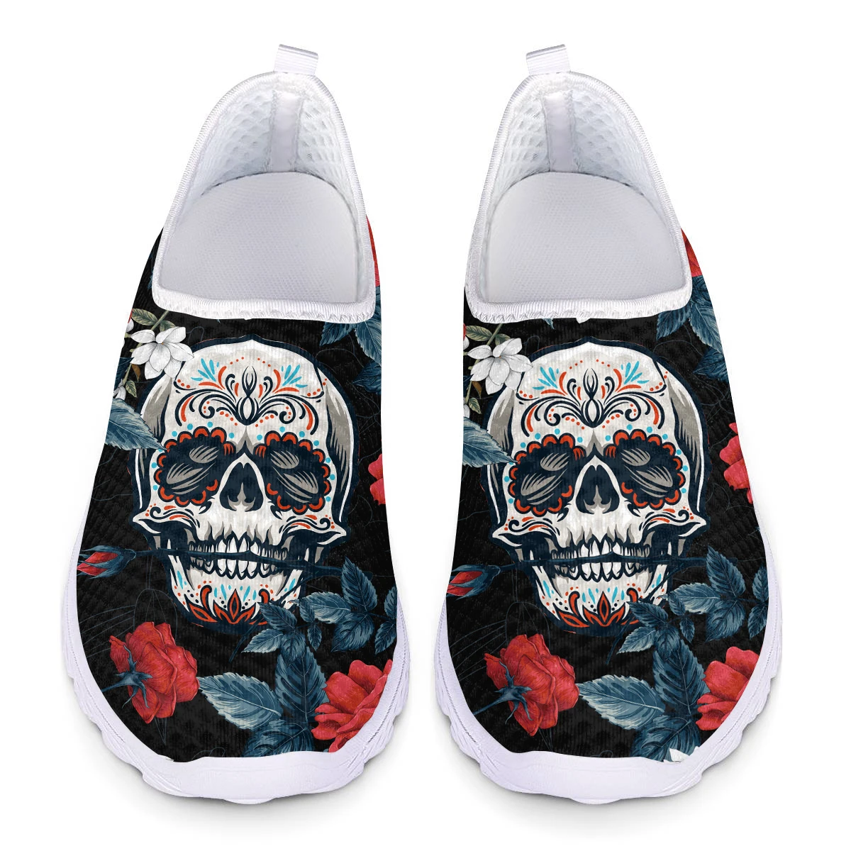 

Rose Skull 3D Print Summer Woman Flats Casual Shoes for Women Breathable Mesh Sneaker Lady Slip on Loafers Footwear Beach Shoe