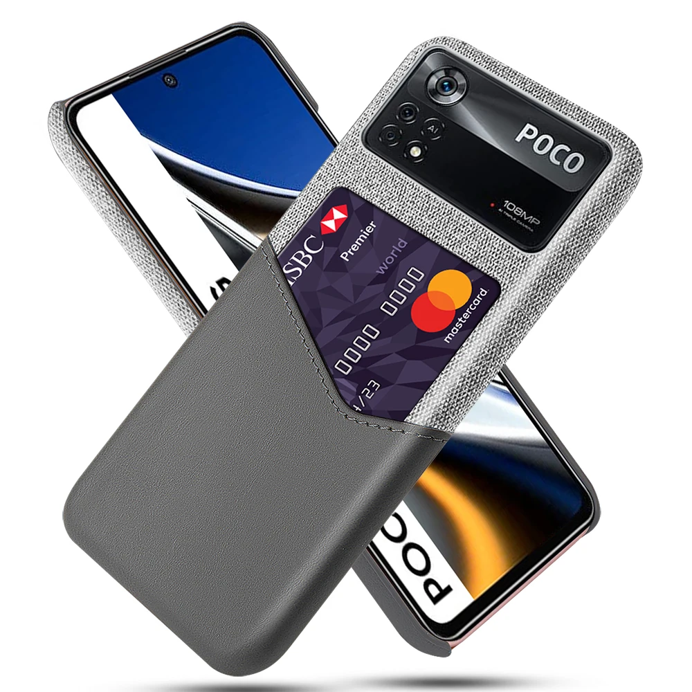 

For Poco X4Pro 5G Case For Poco X4Pro M4 Pro Cloth Fabric Case with ID Holder Slot For Poco X4 M3 M4 Pro 4G F3 F2 F1 X3 NFC GT