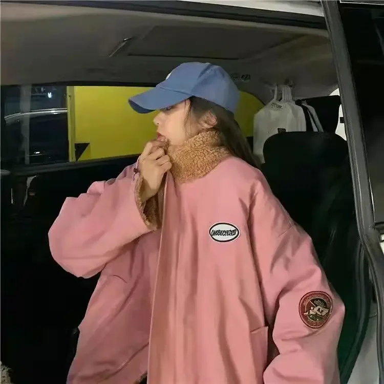 Осень/зима свободное хлопковое пальто средней длины из искусственной овечьей