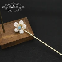 glseevo sea blue flowers natural baroque freshwater pearls hairpins woman fashion popular fine jewelry accessories wedding gifts