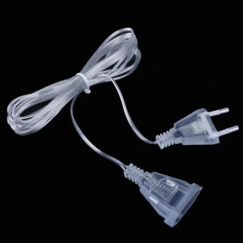 

1PC 3Meters EU Power Extension Cable Plug Transparent Standard Power Extension Cord For Home Holiday Led String Lights