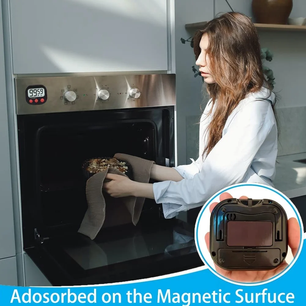 Кухонный таймер цифровой визуальный магнитные часы секундомер обратного