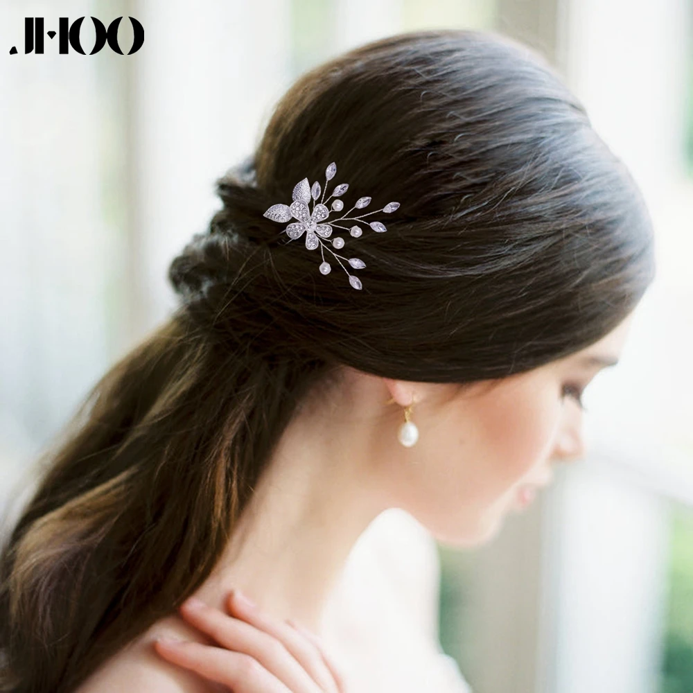 

JHOO, роскошный сплав, цветок, свадебное украшение для волос, искусственный жемчуг, банкетное украшение для волос ручной работы HP504