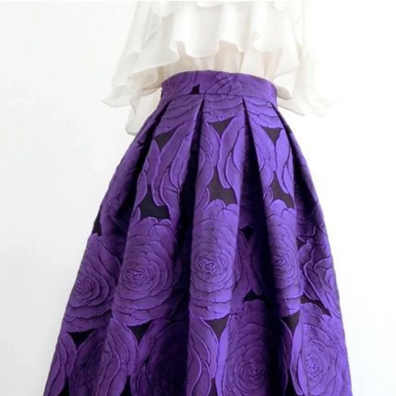 Matakawa вышитые цветочные Faldas Mujer фиолетовые трапециевидные винтажные летние