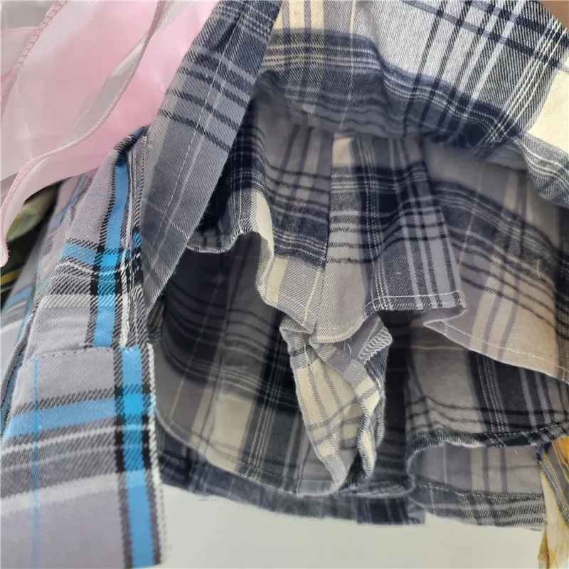 Летняя сине-желтая клетчатая короткая джинсовая юбка для женщин 2024 новая 3D