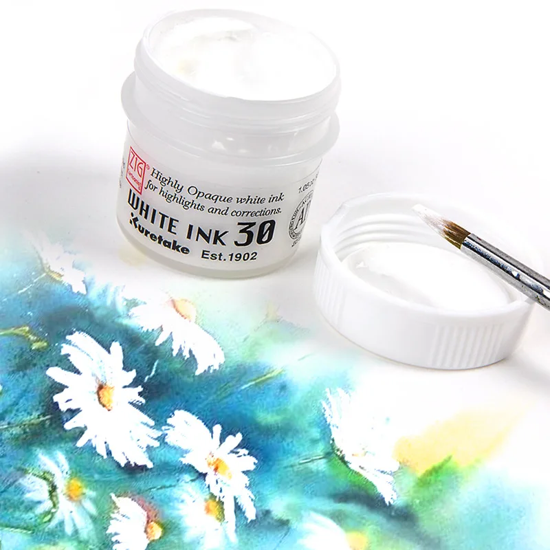 

Japan Kuretake 30ML White High-gloss Watercolor Ink Opaque Waterproof Hand-painted Comic Special Pigment Art Painting Supplies