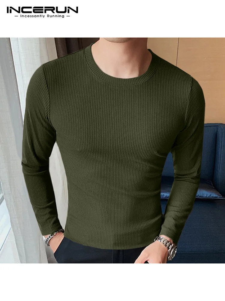 

Футболка мужская однотонная с круглым вырезом и длинным рукавом