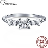 trumium genuine 925 sterling silver womens ring trendy square wedding rings bride wedding party jewelry free engraving