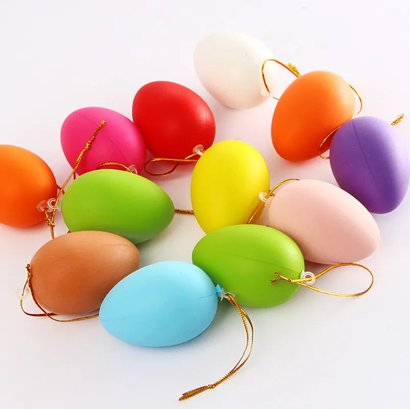 

12pcs 6cm Easter Eggs Happy Easter Party Decorations For Home Colorful Bunny Bird Egg Hanging Ornament DIY Craft Kids Gifts Toy