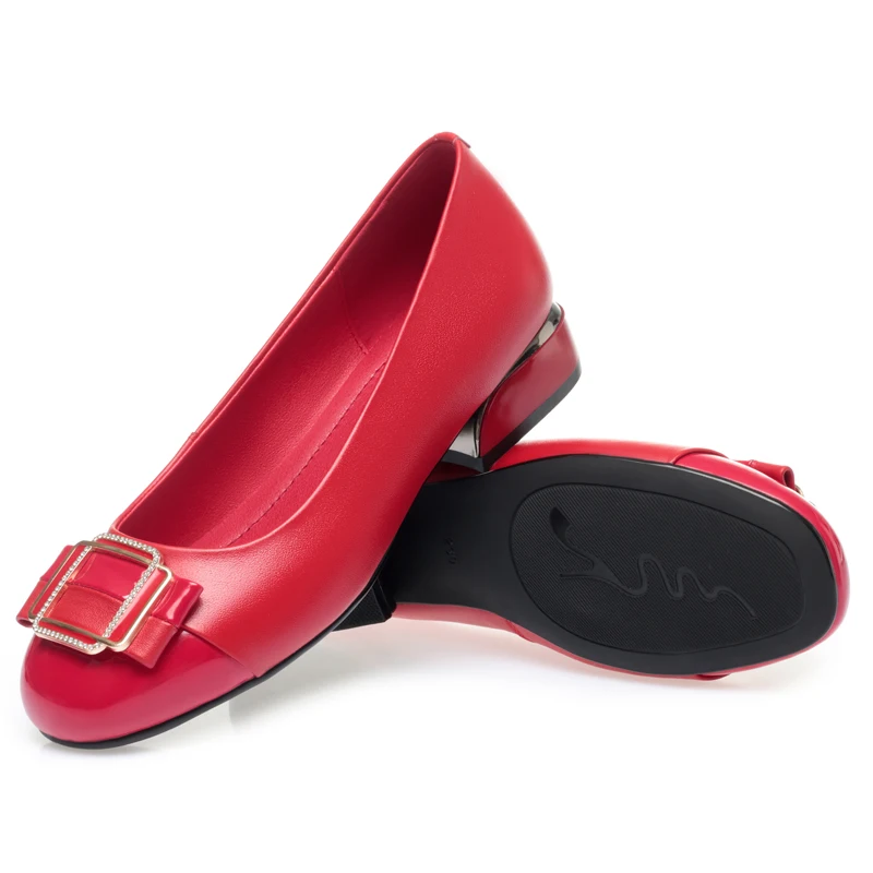 Dress Shoes Women's Real Leather 2023 Spring New Round Head Thick Heel Lady Shoes Fashion Large Size 34-43 Office Shoes Female