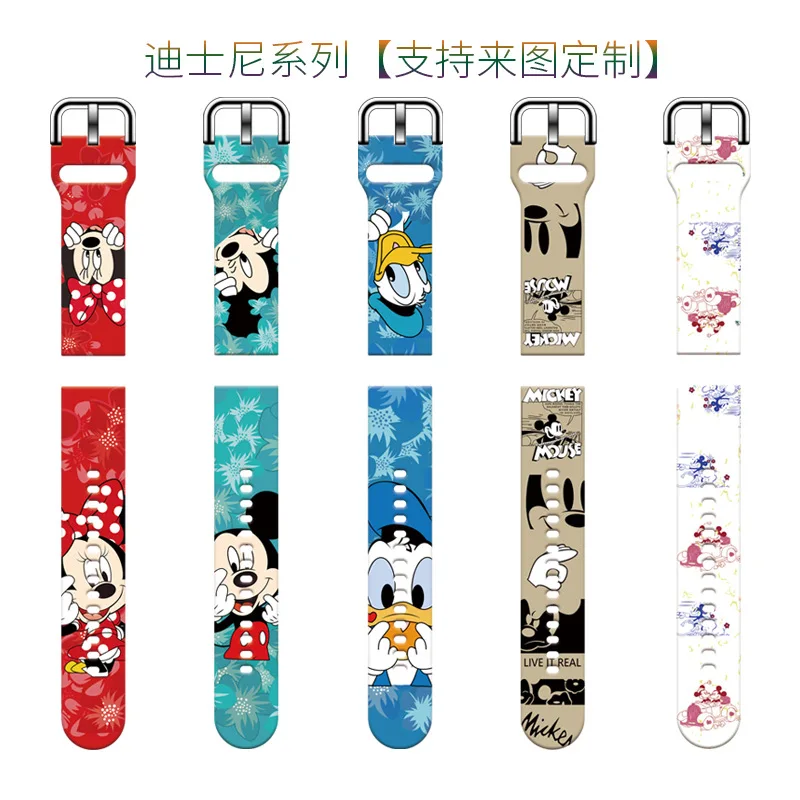 Фото Ремешок для часов Disney Mickey Minnie для Huawei watch 2Pro GT/GT2 Samsung galaxy watch/active2/gear sport/s3 Sz, классический ремешок 20 мм, 22 мм №5