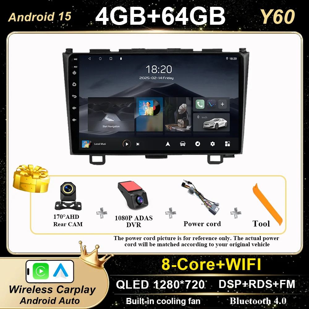 

Автомобильный радиоприемник Android 15 для Honda CR-V 3 RE CRV 2007-2011, навигационный плеер, мультимедийный Carplay, сенсорный экран, стерео головное устройство