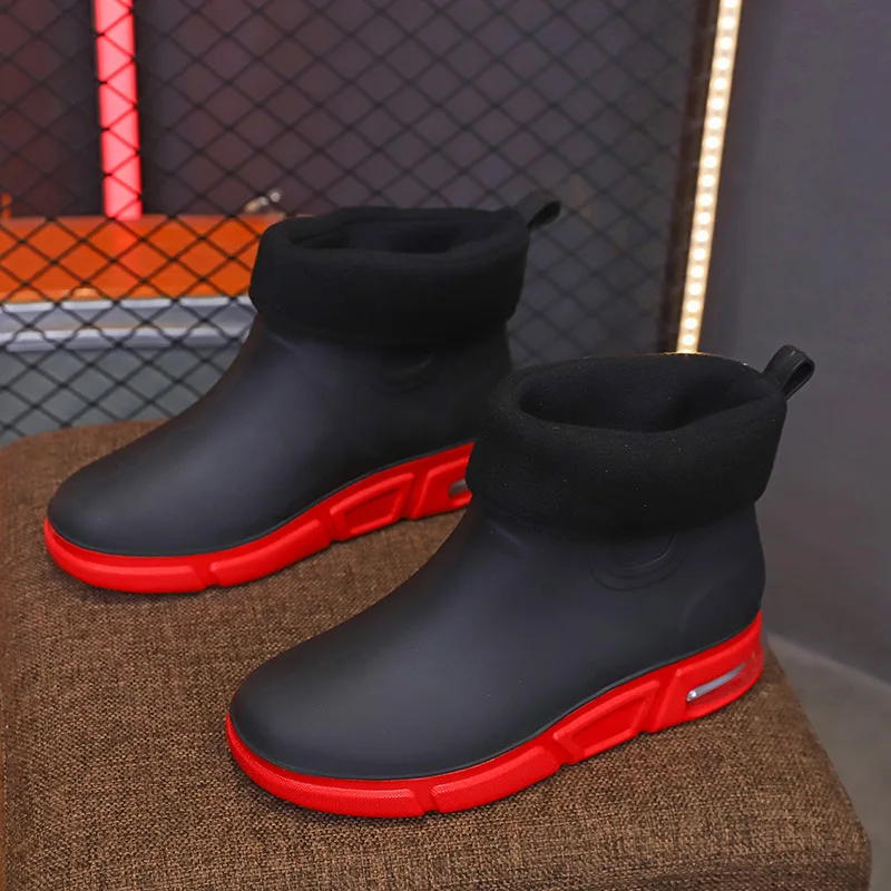 

Air cushion men's casual waterproof shoes with plush insulation anti slip wear-resistant comfortable lightweight work rain boots