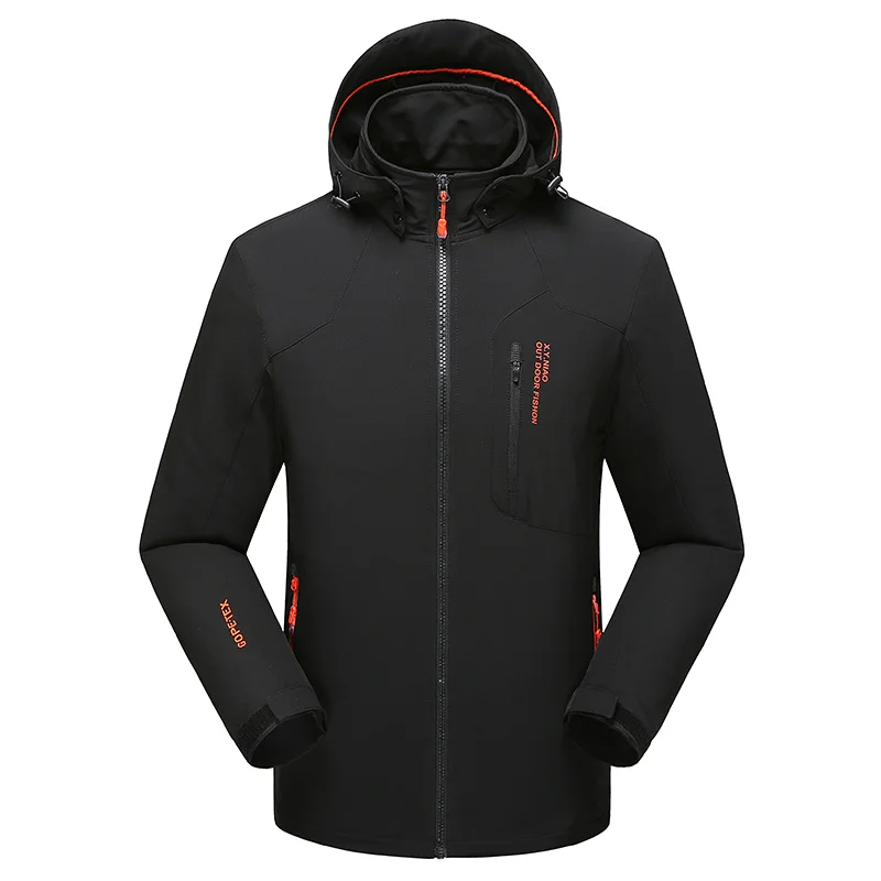 Autumn winter men's large size outdoor camping mountain windproof waterproof breathable jacket soft shell hooded sportswear coat