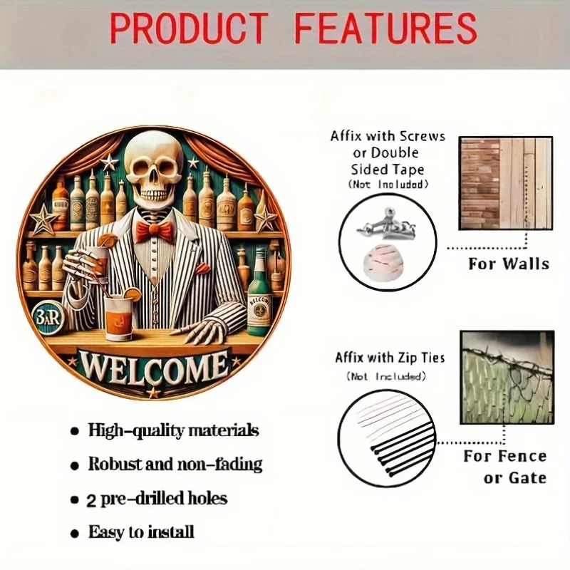 Алюминиевый приветственный знак с винтажным дизайном бармена праздничным