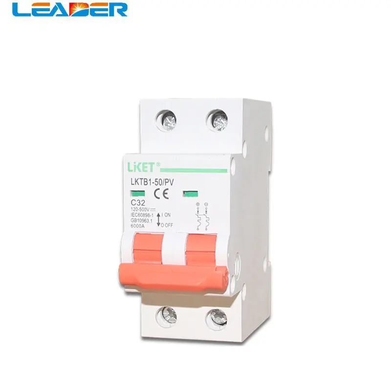 

1pcs CE Approved 2 Pole16A/32A/50A/63A DC250V 500V MCB DC Circuit Breaker Solar Energy Photovoltaic (pv) Solar Dc Switch CE