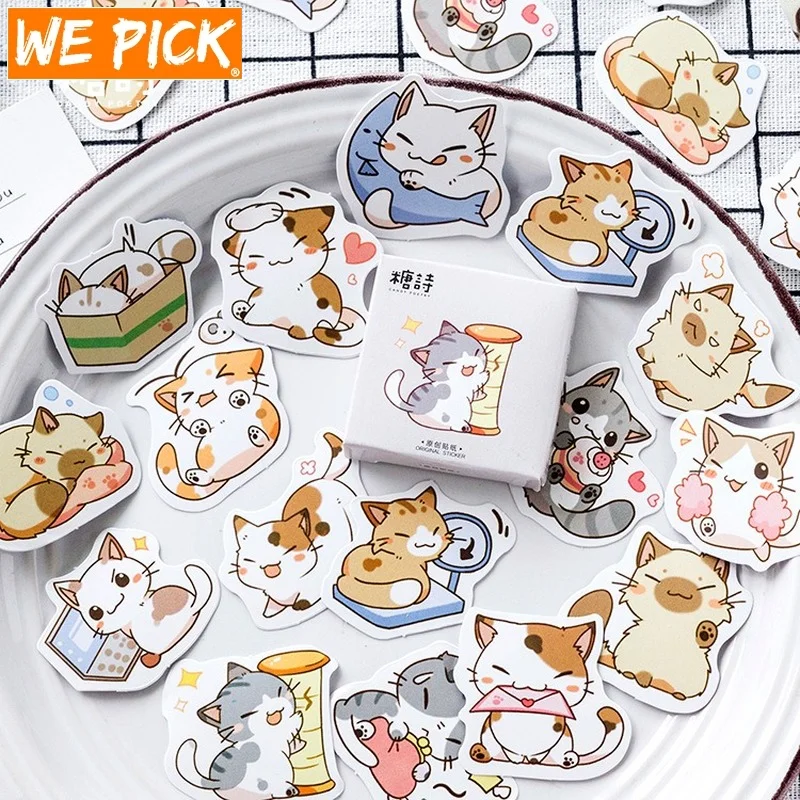 

45 Pcs/box My Naughty Cats Diy Mini Paper Sticker Diary Album Scrapbooking Decoration Sticker Kawaii Stationery