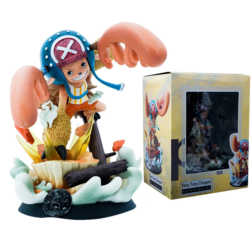 

20.5cm One Piece Tony Tony Chopper Anime Figure Toys GK Strengthening Milu Deer Horn Statue Scenario Model Doll Collectible