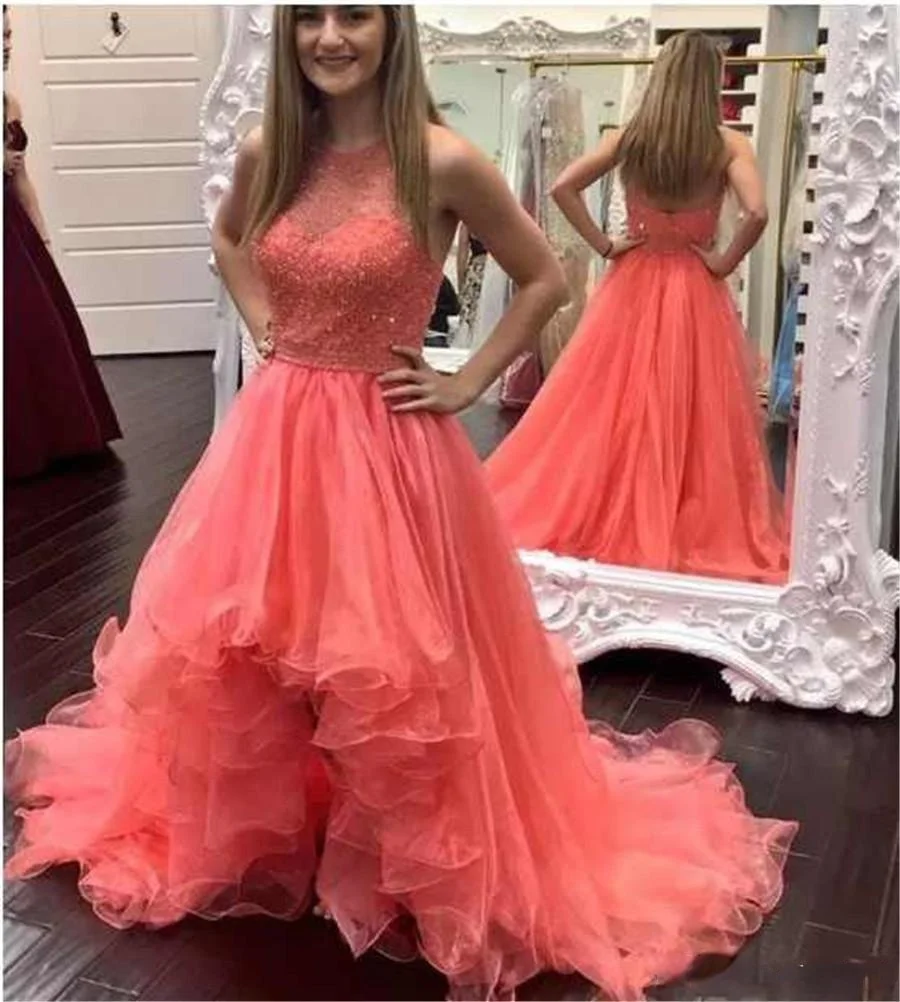 

Generous Jewel Sleeveless Beaded Special Occasion Dresses Custom Made A-Line Prom Dresses Asymmetrical Formal Evening Gowns