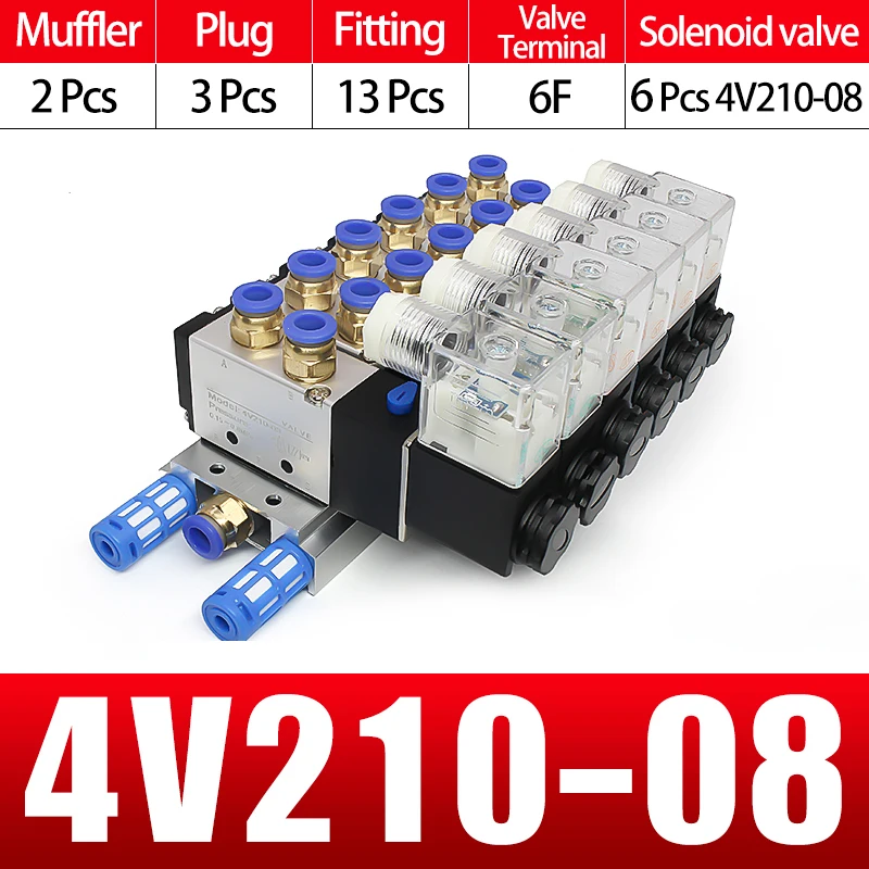 Пневматический электромагнитный клапан 4V210-08  AC110V/220V DC12V/24V