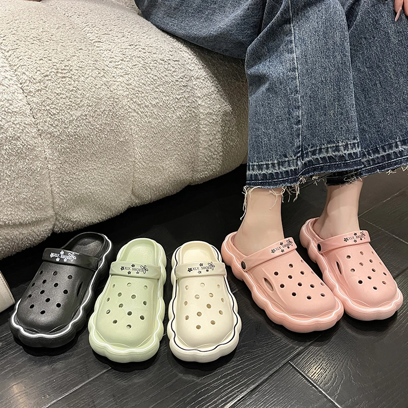 

Шлепанцы женские для душа, сланцы, пляжная обувь, средний каблук, модные летние тапочки, большие размеры