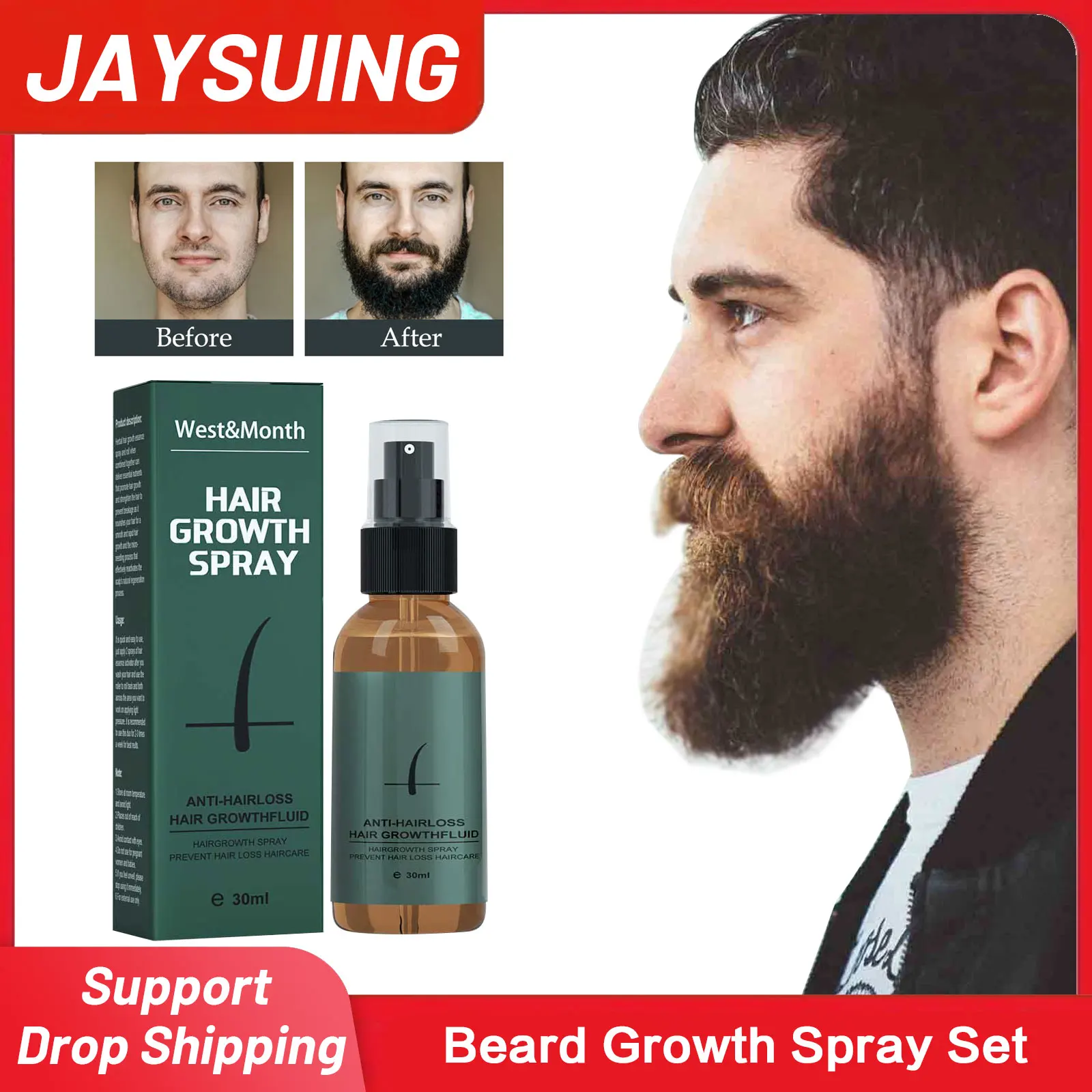 

Men Beard Growth Spray Nourishing Moisturizing Beard Care Serum Roller Set Thick Beard Growth Enhancer Maintenance Hair Loss Kit