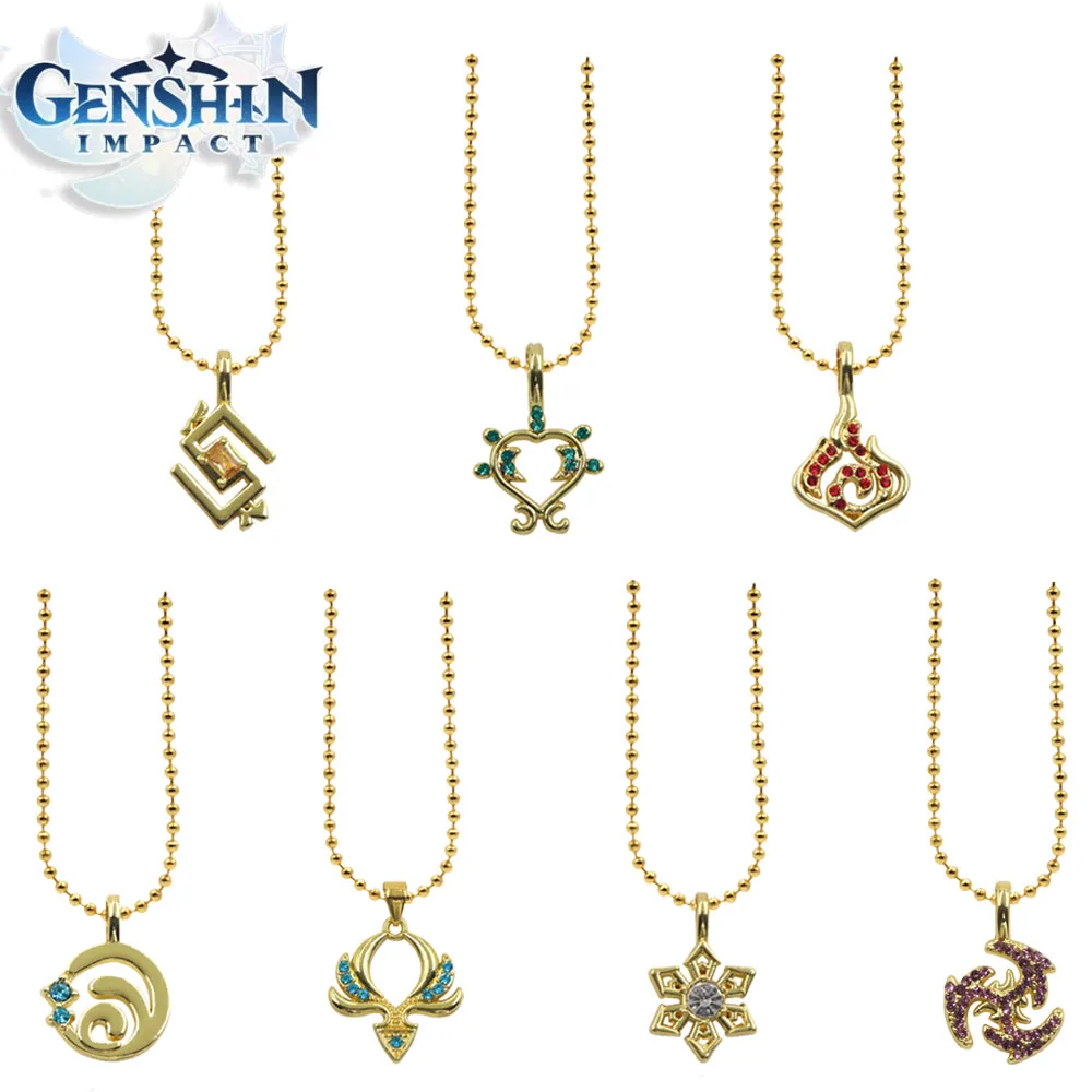 

Game Genshin Impact Necklace God's Eye Seven Element Pendant Cosplay Venti Prop Necklace Costume Accessories For Fans Gift