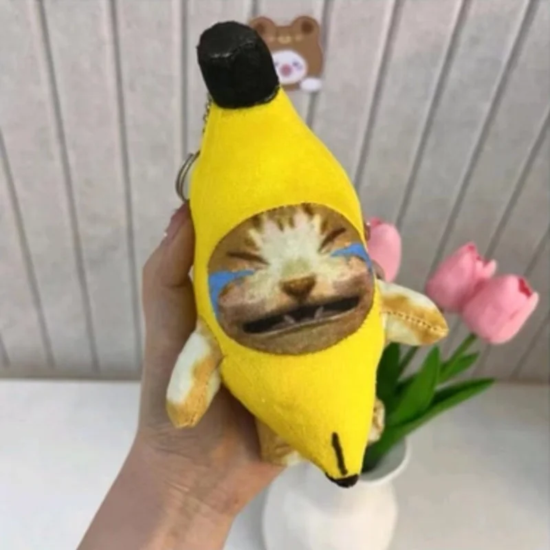 

Cute Crying Banana Cat Plush Pendant，Can make a sound Banana Cat Doll Toy Keychain Car Bag Funny Pendant Keyring Gifts