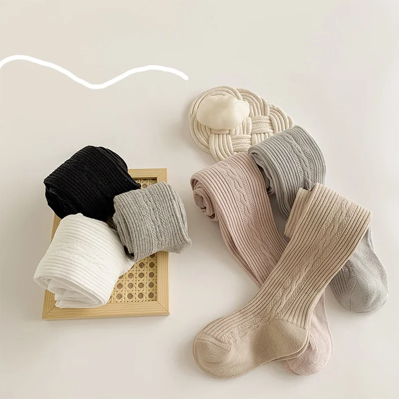 Детские Леггинсы Из Смеси Хлопка Для Девочек — Весенне-осенние Вязаные