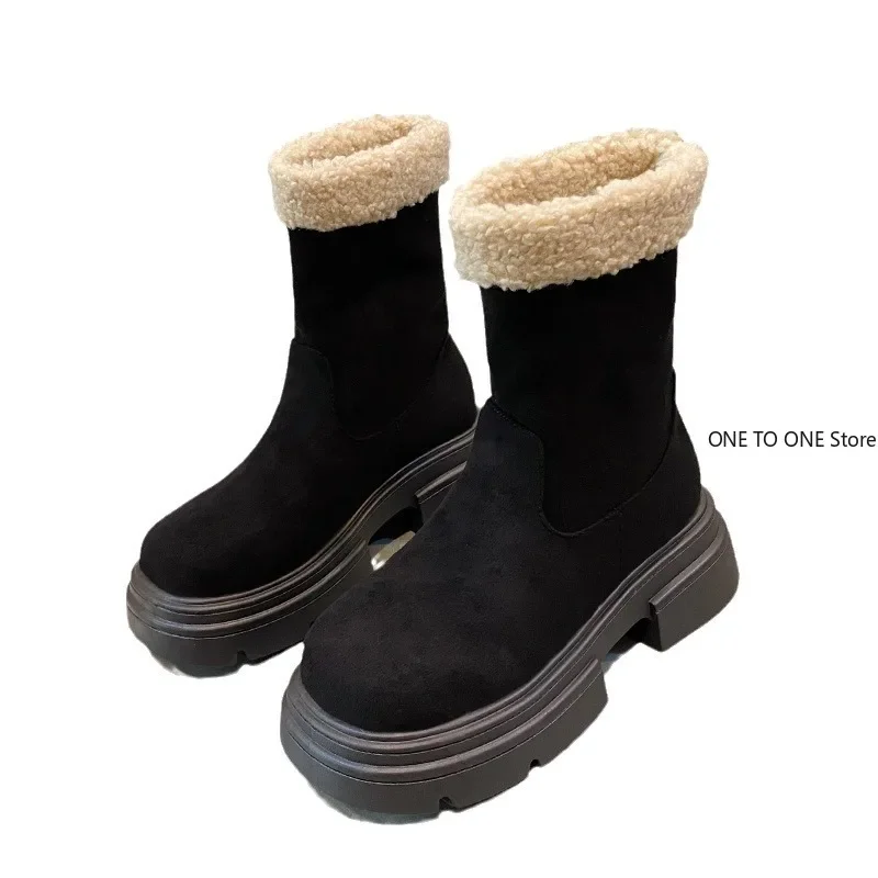 Новые женские ботильоны на толстой подошве 2024 ботинки высоком каблуке зимние