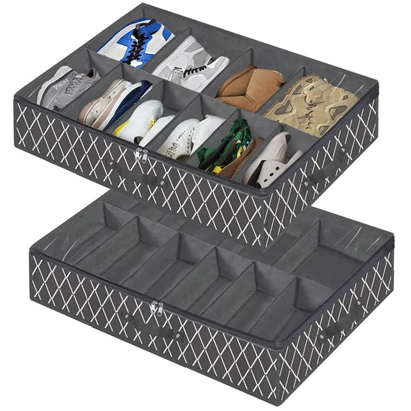 

Clothes Shoe Storage Box With Lid Nonwoven Fabric Waterproof Folding High Capacity Wardrobe Under-bed Shoe Organizer Storage Bag