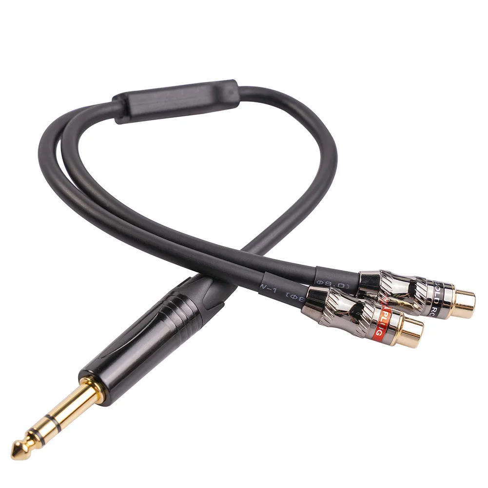 

6.35mm Stereo Male To 2 RCA Female Plug Audio Cable Wire Cord Converter Adapter Low-noise Audio Cable For Music Lovers
