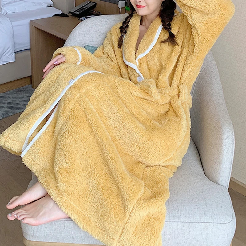 Женская зимняя пижама из кораллового флиса Sweet Plus ночная рубашка теплый халат