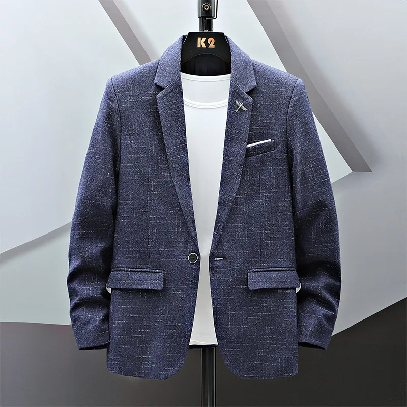 

2023 Spring Men's Suit Blazers Slim Fit Men Casual Jackets Korean Style Solid Color Formal Business Suit Blazers Mens Outerwear