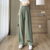 candy color ice silk suit pants womens summer clothing drape casual mopping pants korean style loose high waist wide leg pants