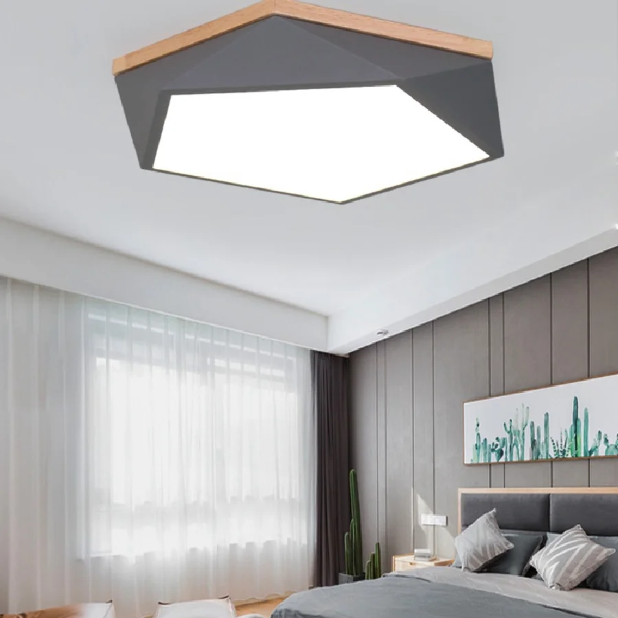 

LukLoy Log Macaron Bedroom Decoration LED Ceiling Lighting Simple Modern Study Living Room LED Diamond Light Flush Mount Lamp