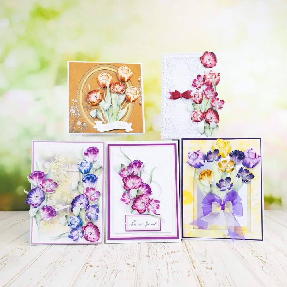 Край тюльпана цветок месяца тюльпан сборка букета поверх металлических штампов