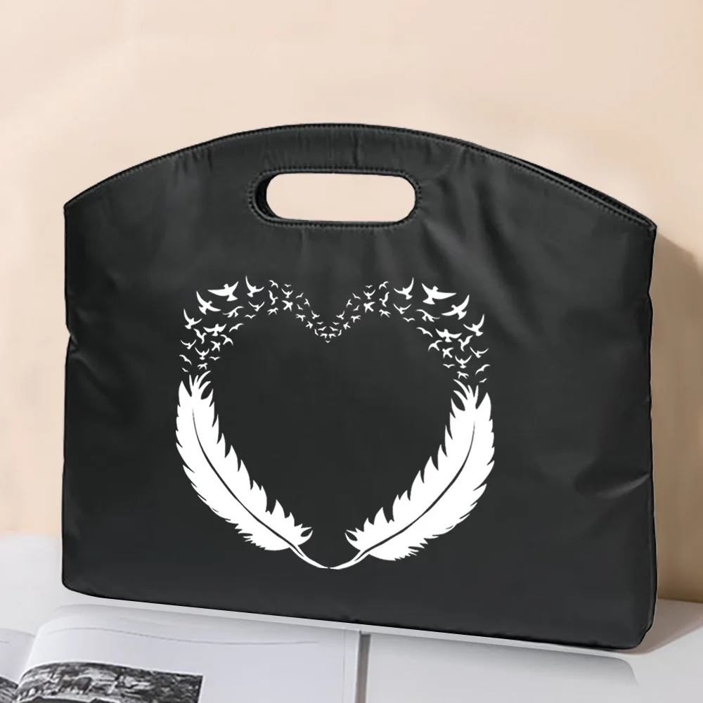 Briefcase File Bag Business Handbag Feather Series Pattern Conference Tablet Bag Unisex Laptop Document Meeting Fashion Tote Bag