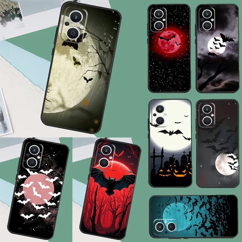 Готический чехол с ужасными летучими мышами и полной луной для OPPO Reno 8T 2Z 4 5 Z 6 7 8 Lite
