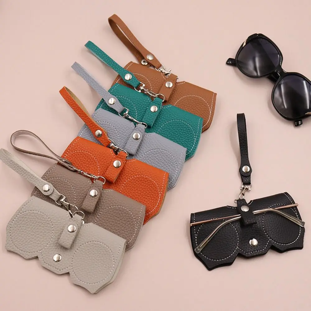 

PU Leather Sunglass Organizer Ins Eye Shape Soft Sunglass Case Waterproof With Lanyard Glasses Holder Men