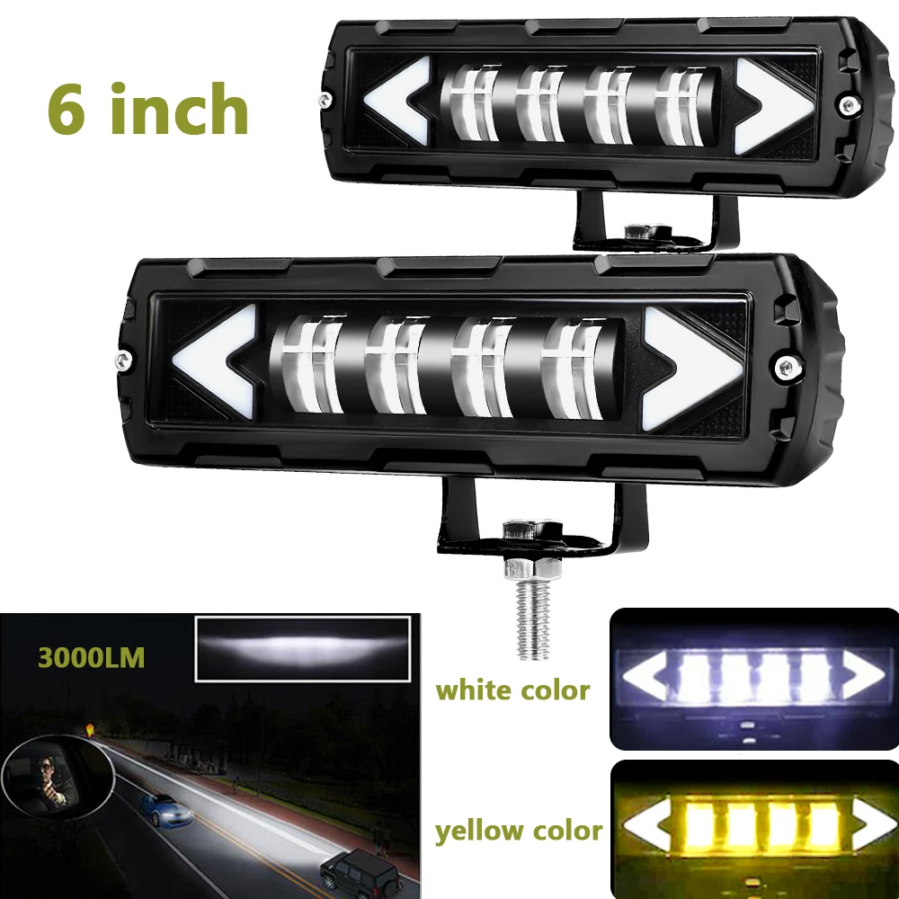 

6Inch LED Light Bar Offroad Driving Running Light Work Lamp Fog Lights for Motorcycle Car ATV SUV Truck Tractor 12V 24V