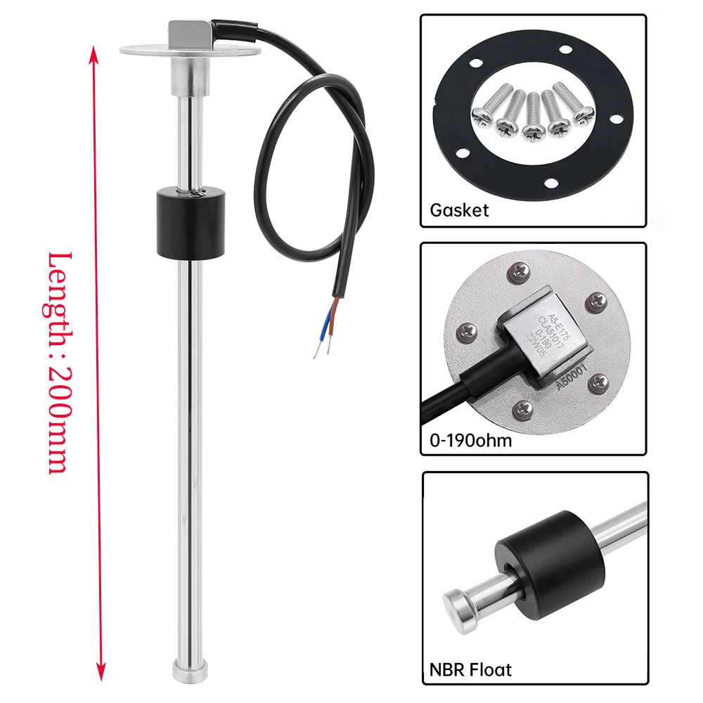 

Датчик Уровня Топлива Из Нержавеющей Стали 0-190 Ом A5, Поплавковый Манометр Для Воды И Масла Для Автомобиля, Лодки, 100-500 Мм