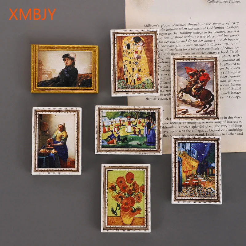 

Resin Refrigerator Magnet 3D World Famous Painting Fridge Magnet Creative Refrigerator Magnetic Sticker Retro Wholesale