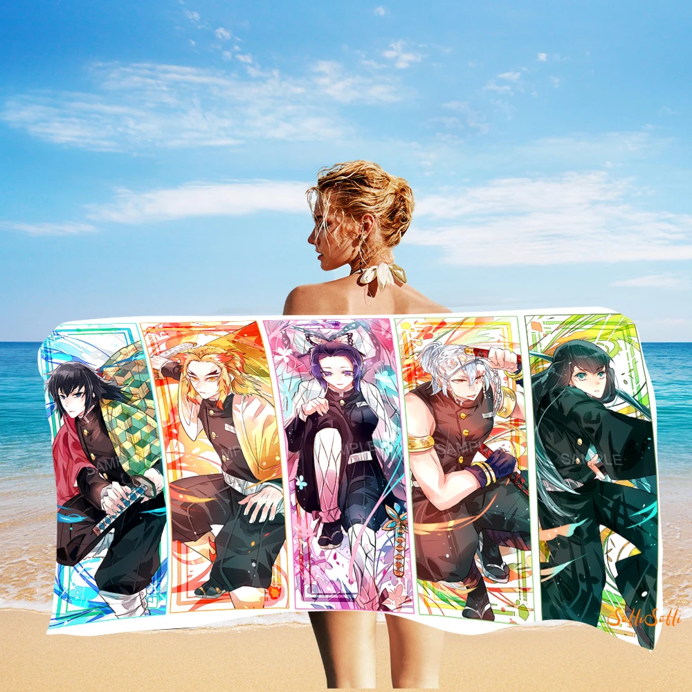 

Полотенце из японского мультфильма «рассекающий демонов», без песка, быстросохнущее пляжное полотенце для ванной, бассейна