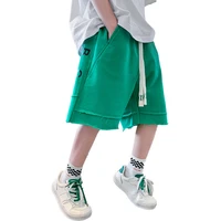teen boys shorts casual solid colors elastic waist boy 2022 summer knee length fashion kids trousers streetwear children clothes