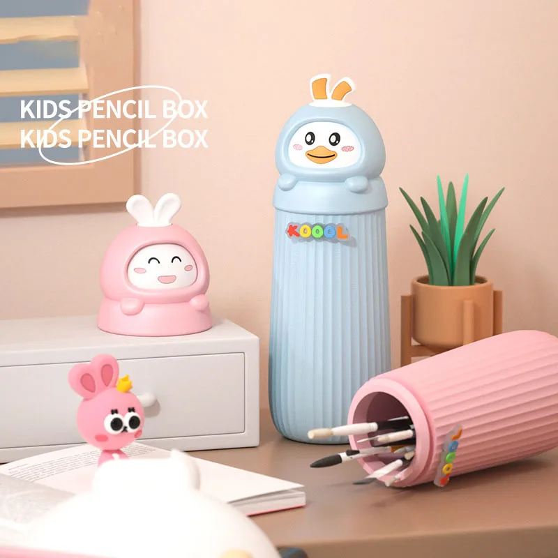 

Creative DIY Luminous Children's Stationery Pencil Cases For Girls Boys Cartoon Cute Duck Pencil Bag Lovely Desktop Pen Holder
